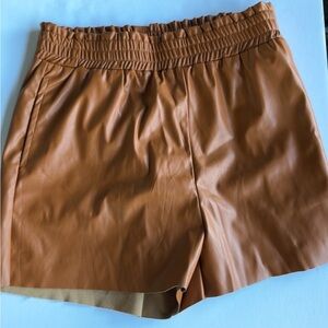Women's Tan Leather Shorts